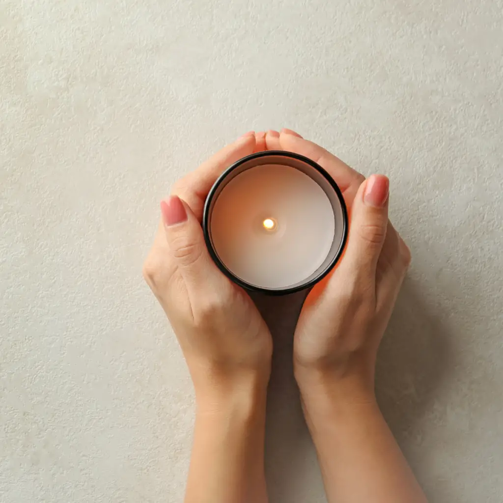 Female hands holding scented candles